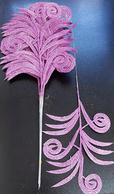 Frunze decorative mov lila cu sclipici - 12 buc/set